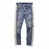 REPPUNK 2018 new Knee Hole Side Zipper Slim Distressed Jeans Uomo Strappato personalità streetwear hiphop pantaloni denim a righe maschili