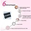 24pcs/Set Matte Black Artificial Coffin Nails Ladies Nail Art Decoration Full Cover False Nail Tips with Glue Long