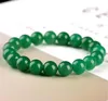 Venda por atacado - Belas Jóias Chinês 8mm Verde Calcedônia jade Beads Elastic Bracelet