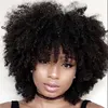 Hot Selling Brasilian Hair Short Cut Kinky Curly Wig Simulering Human Hair Short Curly Full Wig med Bang