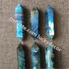 Labradorite polie Double Terminé Healing Wand Point Facettes Naturel Labradorite Cristal Flash Magique Minéral Reiki Pierre Métaphysique