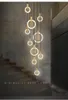 Contemporâneo luzes led lustre nórdico led droplighs anéis de acrílico iluminação da escada 3 5 6 7 10 anéis iluminação interior fixture281k