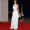 White Jumpsuit Halter Evening Dresses Backless Celebrity Gowns Chiffon Pant Suits Party Dresses Sleeveless Evening Party Gowns Customize