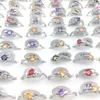 Hurtowe 50pc klasyczny styl prawdziwe pierścienie cyrkonu mieszane kolorowe pierścienie modowe dla kobiet weselne oprawy bezpłatna wysyłka