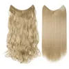 Klipp i hårförlängningar stycken sexig lång lockig som mänskligt hår värmebeständigt osynligt tråd hår lockigt och rakt