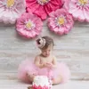 Baby prinses tiara kroon babies meisjes / kinderen eerste verjaardag hoed fonkeling gouden bloem stijl met kunstmatige roze bloem