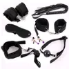 7 Pçs / set Lingerie De Nylon Amarrando Erotic Sex Toys Para Adultos Mãos Sexo Braçadeiras Mordaça Mordaça Boca BDSM Bondage Set Trajes S19706