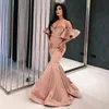 African Mermaid Evening Dresses Off The Shoulder Sexy Prom Dress Half Sleeves Ruffles Appliques Satin Women Formal Wear Party Gowns Vestidos