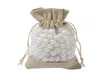 Sac en toile de jute en coton 10x15cm, 200 pièces/lot, rapide, avec 2 côtés, fenêtre en PVC transparent, bijoux, perles, pochette à cordon, sacs cadeaux de mariage F04