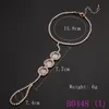 3 pcs Moda Mão Arnês Escravo Pulseira Anel de Dedo Ajustável Mulheres Oco Out Cristal Rhinestone Chain Link Jóias Set B0448