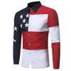 États-unis drapeau américain motif Patchwork chemises marque-vêtements hommes chemises habillées à manches longues Slim Fit décontracté homme Chemise homme1