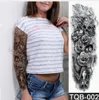 Grand bras manche tatouage étanche tatouage temporaire autocollant crâne de lotus flore fleur tatoo corporel art tatouage girl6867211