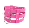 Bondage 430 * 80mm Rose PU Leather Triple Paski Choker Regulowany Kołnierz Kołnierz Bandaż # R45