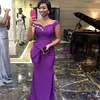 Koyu Mor Uzun Gelinlik Modelleri Kapalı Omuz Aplike Kolsuz Düğün Törenlerinde Seksi Peplum 2018 Balo Elbise Hizmetçi Onur Törenlerinde