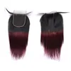 Fasci di capelli umani bordeaux ombre brasiliani con chiusura colorata 1B / 99J estensioni del tessuto dei capelli vergini lisci brasiliani con chiusura in pizzo