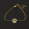 Rostfritt stål Guld Charm Healing Lucky Lotus Flower Armband för kvinnor Boho Smycken Delikat Kedja Yoga Armband Mom Presenter