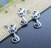 Wholesale 100pcs Cute Cat Alloy Charms Pendant Retro Jewelry Making DIY Keychain Ancient Silver Pendant For Bracelet Earrings 17*9mm