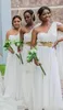 Белые шифоновые длинные платья подружки невесты одного плеча без рукавов пальцы на молнии на молнии на заказ поезда заверенные платья невесты
