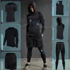 2017 Quick Dry Men's Running Sets 6pieces/sets Compression Sports Suits Basketball Tights Clothes Gym Fitness Jogging Sportswear