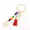 7 чакр Природные камни Yoga бусины Keyrings Лотос Подвеска кисточкой брелок Charm брелки мешок ювелирных изделий для женщин Рождественский подарок