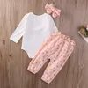 Urocze dziewczyny Zestawy odzieży z długimi rękawami Playsuit Pants Polet Stroje 3PCS nowonarodzone niemowlęta stroje set2242820