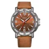 Top Brands Men Fashion Sports Date Display Leather Stainless Steel Simple Design Analog Quartz Wrist Watch clock xfcs