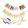 100pcs / lot Mini Clips en bois de printemps Pinces à linge en bois coloré Artisanat Pegs Hanging Vêtements Papier Photo Papier Peg Pin DIY clips 12bag T1I974