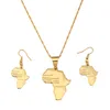 24K позолоченные карта Африки кулон ожерелье с горный хрусталь хип-хоп ювелирные изделия