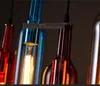 Vintage chandelier lighting E27 Red Wine Bottle Glass LED Pendant Light Restaurant Cafe Bar Hotel Wine Bottle Hanging Lamps