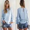 Vrouwen Blouse Chiffon Zwart Wit T-shirt Lange Mouwen Top Mujer Camisa Feminina Office Dames Kleding T-shirt S-5XL