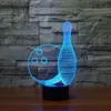 Tabela Moda Lamp Bowling Bola 7 Alterar cor 3D Luz acrílico colorido Desk Lamp Personalizar Lamp