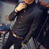 Moda Tasarımcısı Erkekler Gömlek Rahat 2018 Bahar Smokin Gömlek Erkek Nefes Elastik Slim Fit Uzun Kollu Gece Kulübü Elbise Gömlek