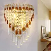 Modern Glass Drop Bedroom Bedsides Wall Lamp Stair Corridor Mirror Front Crystal bracket light Balcony Hallway Lighting Fixtures