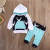 Neugeborene Kinder Kleinkind Baby Junge Mädchen Hirsch Kapuzenoberteile Hoddie+Hosen Outfits Set Kleidung 0-5T kostenloser Versand