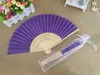 Free shipping Wholesale 50pcs/lot White Elegant Folding Silk Hand Fan with Organza Gift bag Wedding & Party Favors Gift