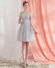 Tanie krótkie sukienki koktajlowe srebrne szare niebieskie sukienki do domu