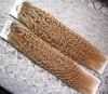 Extensions de cheveux brésiliens naturels Remy, crépus et bouclés, avec Micro boucles, brun blond, 200g, 1 g/s, Micro perles