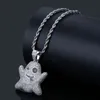 New Fashion Hip Hop Necklaces 18K Yellow Rose White Gold CZ Funny Ghost Pendant Necklaces for Men Women Hot Gift