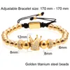 Charm Armbänder 6mm Goldene Metall Titan Stahl Perlen Armband Armreifen Krone Gewebt Armband Edelstahl Schmuck 2018