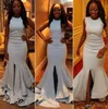 Elfenbein Nigeria Afrikanische Ballkleider Günstige O-Ausschnitt Meerjungfrau Abendkleider Arabische Kleider Split Formelle Anlässe Kleider