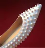 Mode Italienne Femmes Robe Rivets Colorés Appartements Chaussures Blanc Chaussures De Mariage En Cuir Verni Stilettos Chaussures Habillées