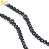 CSJA Obsidian Bracelet Long Black 6mm Ronde natuursteen Meerlagige Boeddha kralen armbanden Chinese knoop Reiki gebed sieraden elas2237823