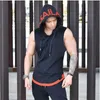 Partihandel- varumärke kroppsbyggande stringer tank tops hoodies sportkläder tanktops fitness män gym kläd ärmlös med hoodie