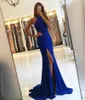 Nouveauté découpé robe de bal taille bleu Royal longue sirène robes de soirée robes de bal