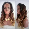 Perucas de cabelo humano super onduladas para mulheres negras cabelo brasileiro três tons # 1B / 4/27 ombre cor peruca dianteira do laço