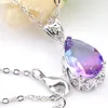 Luckyshine 5 Setslot Light Purple Tricolored Tourmaline Crystal Zircon 925 Silver Women Holiday Gift Netring arring Je2347065