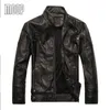 Black/Brown retro PU leather jacket men autumn fleece lining motorcycle jacket coat chaqueta moto hombre veste cuir homme LT083