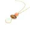 Mode Waterdrop Natuursteen Druzy Necklace Gold Metal Long Chain Sweater Verklaring Ketting Geometrische Sieraden