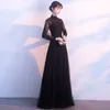 Платья высококачественные новые черные вечерние платья с длинными рукавами