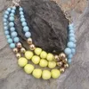 Handmade manufacturer wholesale DIY jewelry three-layer necklace statement bubble beads bib chain